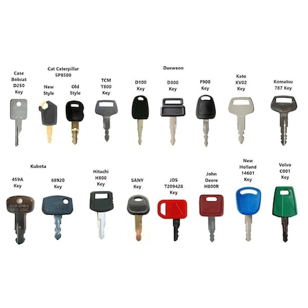 Aic Replacement Parts 17-Piece Key Set Fits Bobcat Fits Caterpillar Fits Kubota Hitachi Komatsu Daewoo AY-ELI80-0105